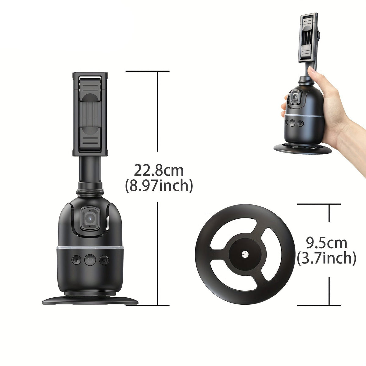 Intelligenter KI-Selfie-Stick mit 360° drehbarer Handyhalterung
