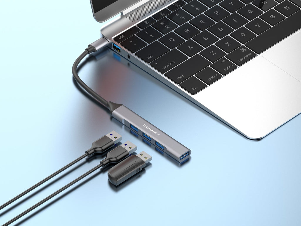 Techancy KT2902 USB-C-Hub, 4-in-1, Grau